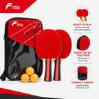 96 Pieces Table Tennis Racket Set with Balls, Red Zipper Carry Case