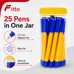 96 Pieces Ball Pens, 1.0mm Blue Ink, Yellow and Blue Body, 25 Pack