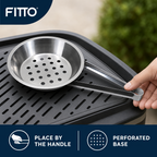 120 Pieces BBQ Grill Pan with Long Handle, 15 cm Silver Steel Cooking Pan, 1 Piece