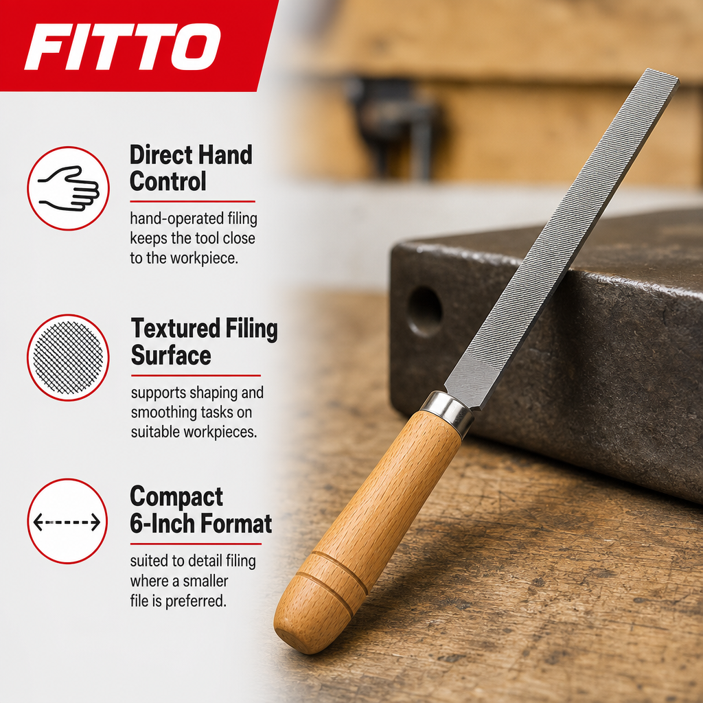 120 Pieces Metal Hand File with Wooden Handle, 6 Inch, Silver and Natural Wood, 1 Piece