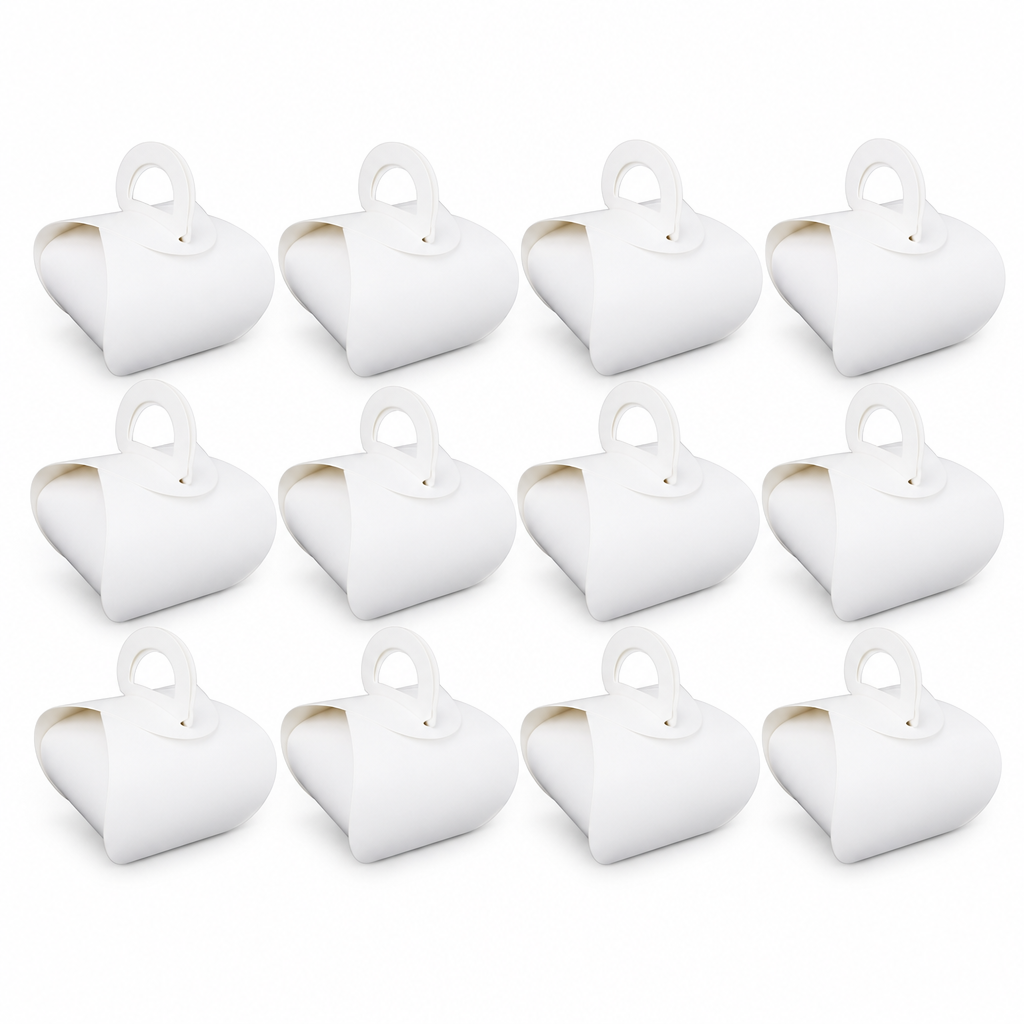 96 Pieces Candy Favor Boxes with Handles, White, 12 Pieces, 7 x 7 x 8 cm
