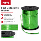 120 Pieces Green Metallic Ribbon Roll, 5 mm x 250 yd, Continuous Decorative Ribbon for Crafts and Wrapping