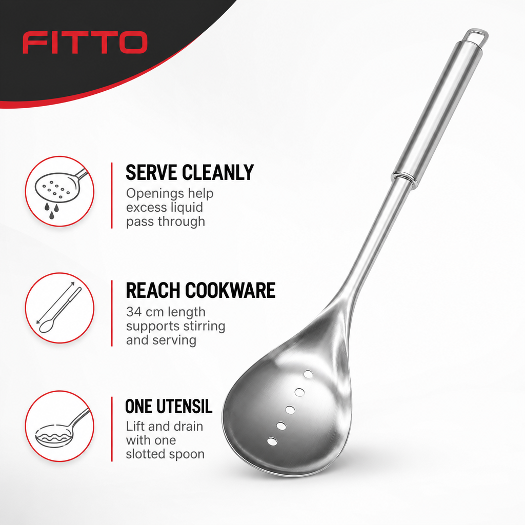 96 Pieces Stainless Steel Slotted Spoon, 34 cm, Silver Serving Utensil for Draining and Lifting Food