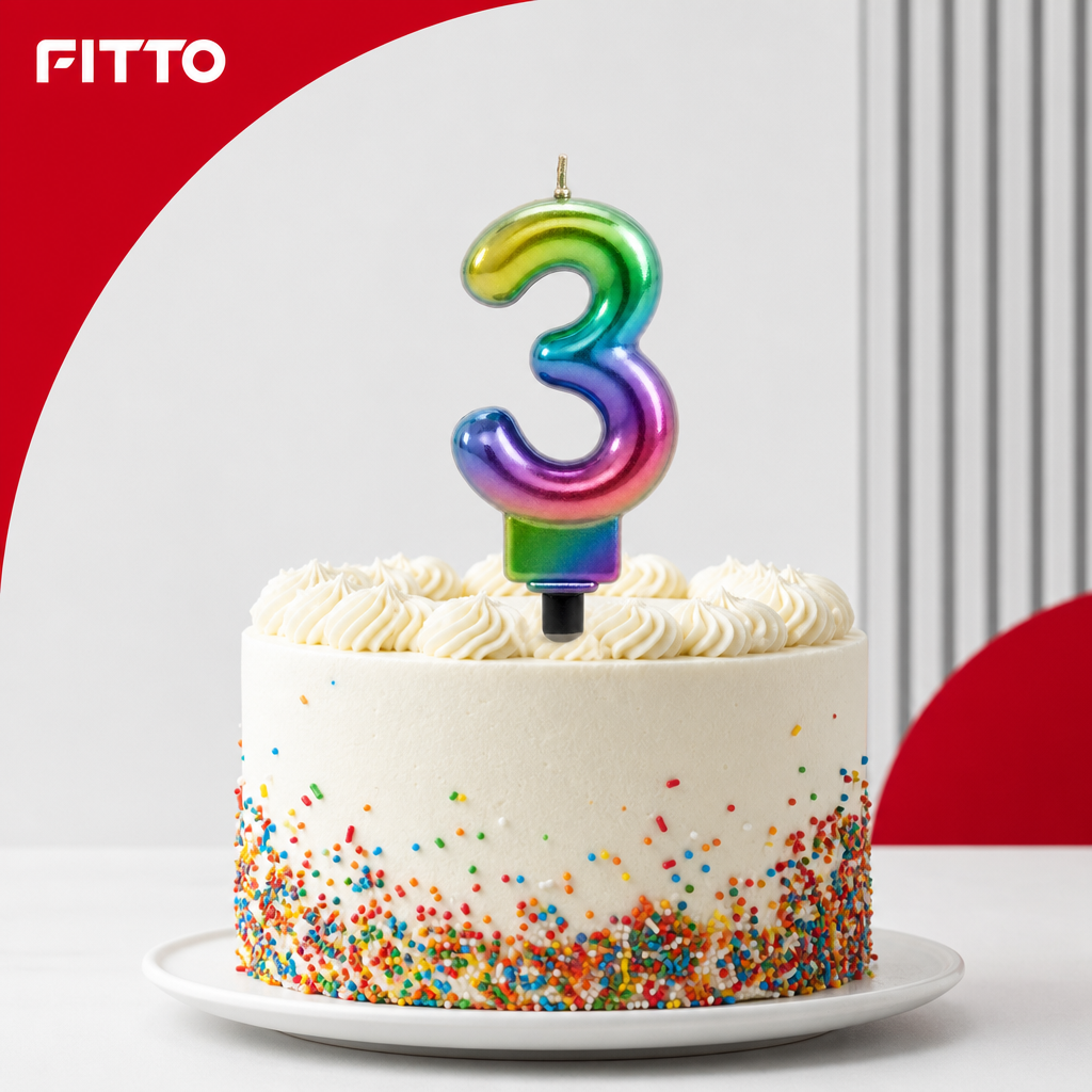 240 Pieces Rainbow Metallic Number 3 Cake Candle, 3-Inch, 1 Piece