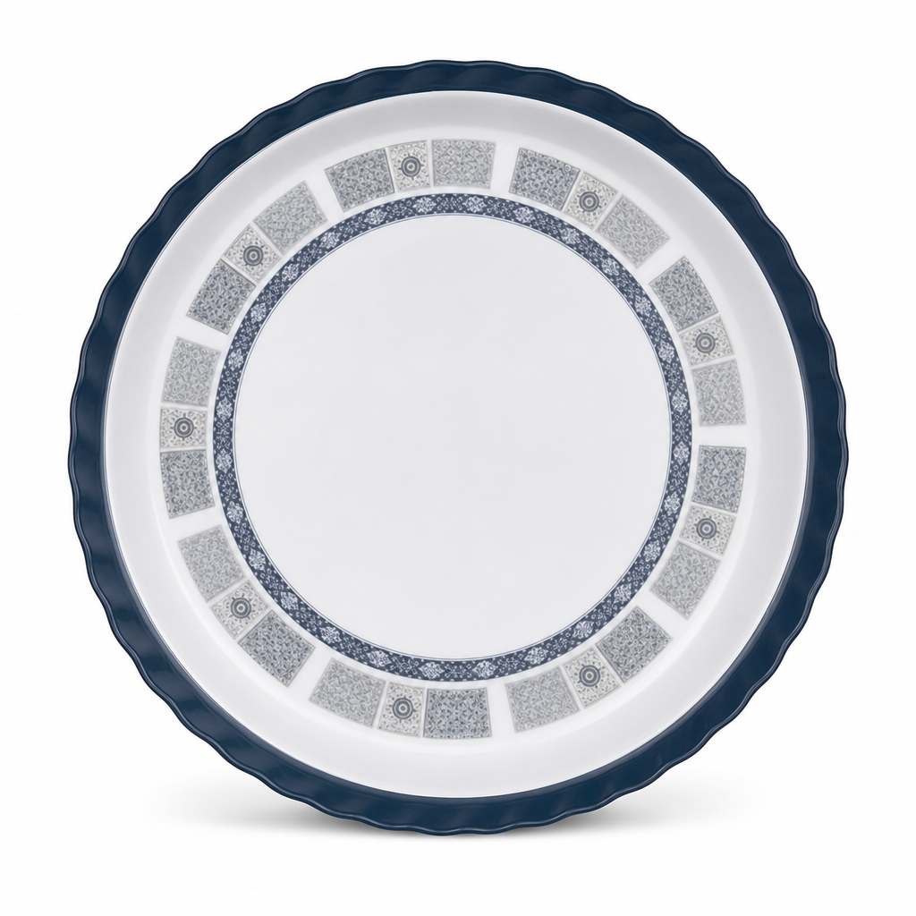 60 Pieces Melamine Round Wavy Serving Trays, 60 cm
