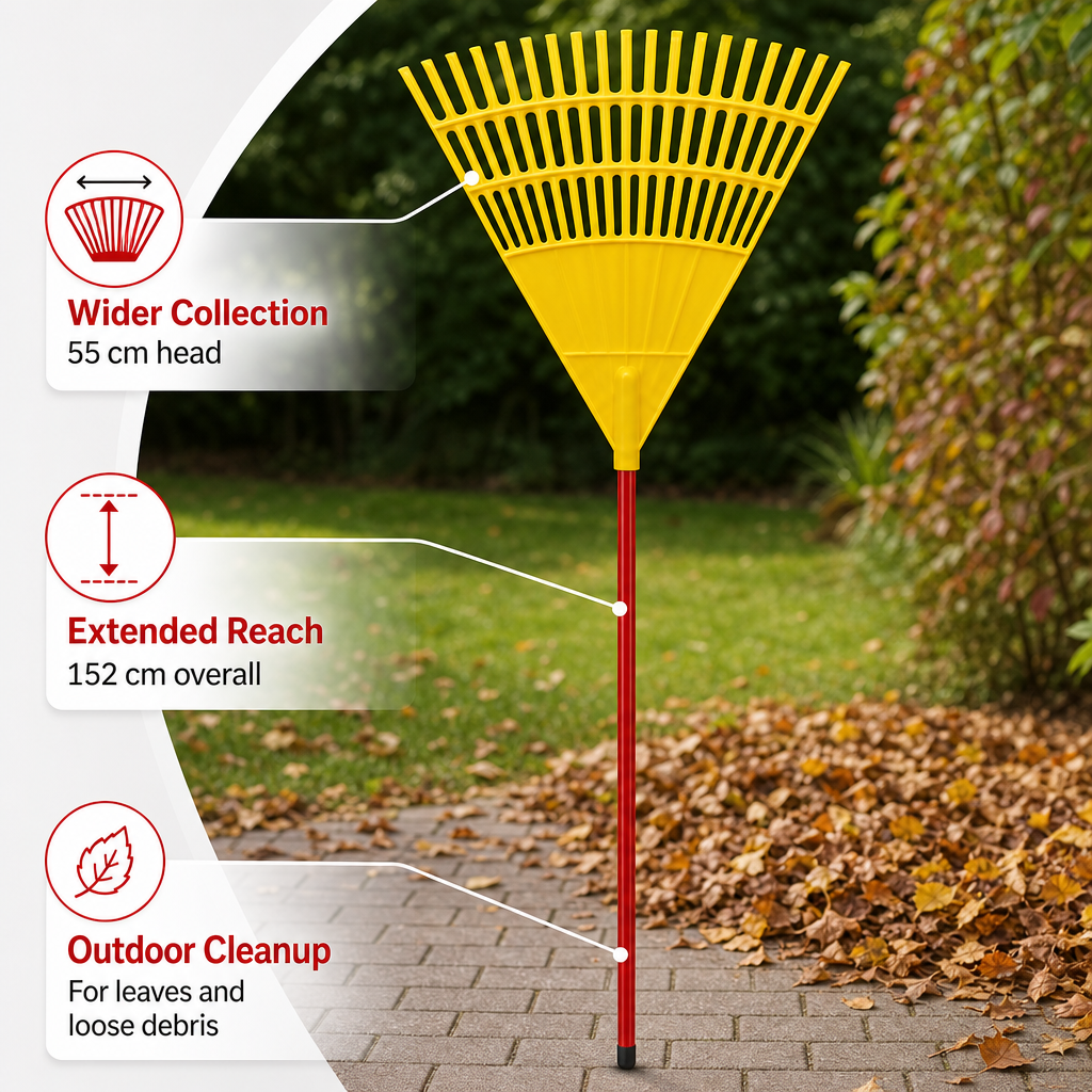 96 Pieces Wide Plastic Leaf Rake, 152 cm Overall, Yellow and Red, 1 Piece