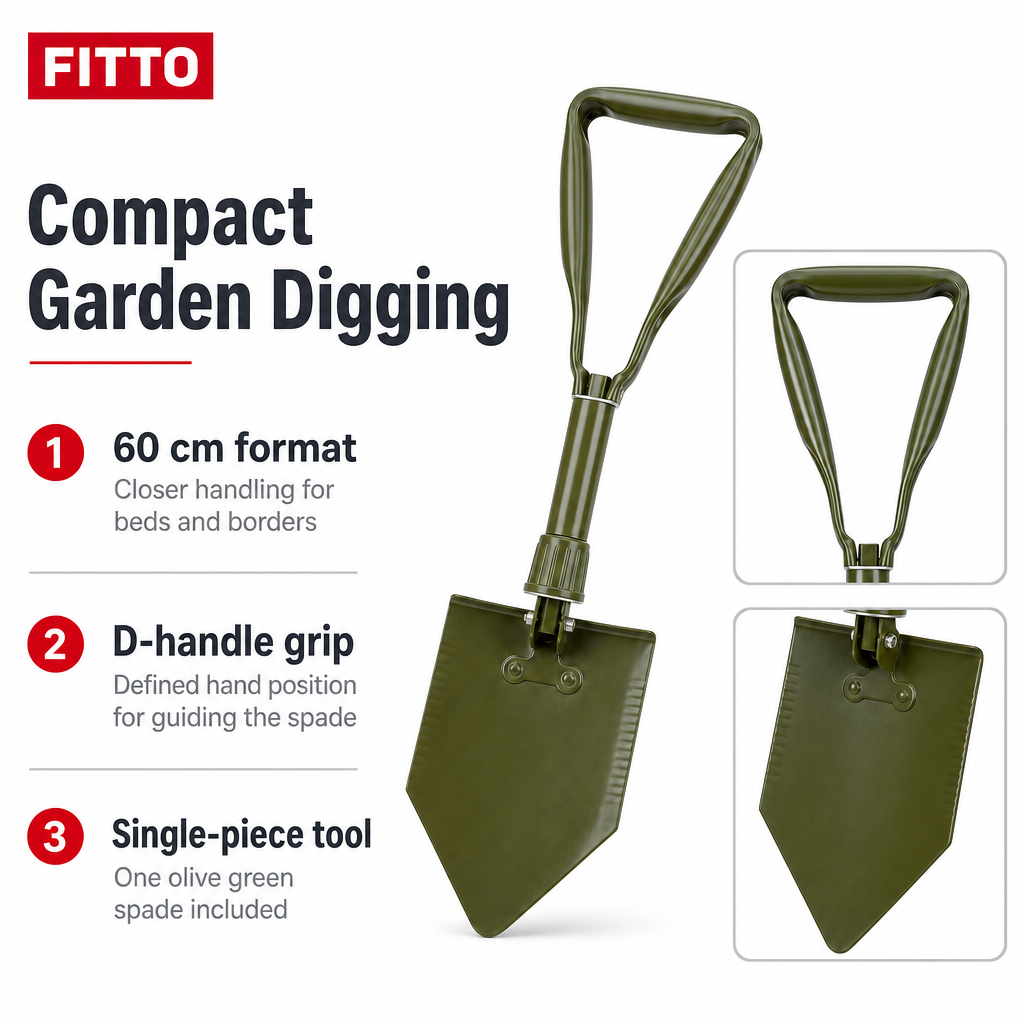 96 Pieces Compact D-Handle Garden Spade, 60 cm, Olive Green, 1 Piece