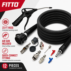 48 Pieces Air Hose Blow-Up Kit, 23 ft High-Heat Hose with Air Gun and Quick-Connect Fittings, 12 Pieces