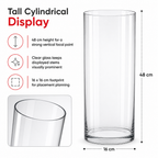 48 Pieces Tall Clear Glass Decorative Vase, Cylinder Shape, 16 x 16 x 48 cm