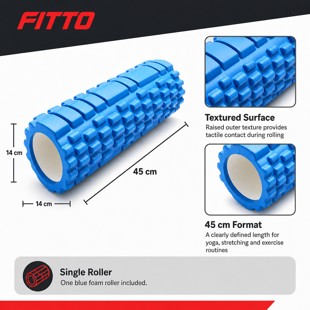 72 Pieces Textured Foam Yoga Roller, 45 cm, Blue