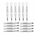 72 Pieces Precision Slant-Tip Tweezerses, 9 cm Each, Silver, 12-Piece Set