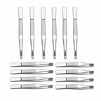 72 Pieces Precision Slant-Tip Tweezerses, 9 cm Each, Silver, 12-Piece Set