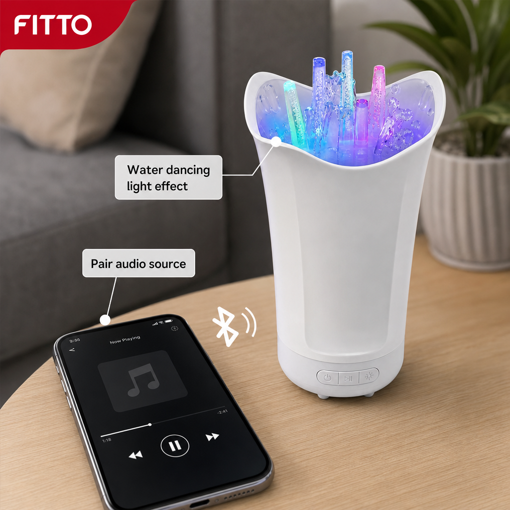 60 Pieces White LED Bluetooth Speaker with Water Dancing Light Effect, 1 Unit