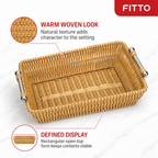 48 Pieces Rectangular Wicker Serving Baskets with Decorative Handles, Natural, 44 x 31 x 16 cm