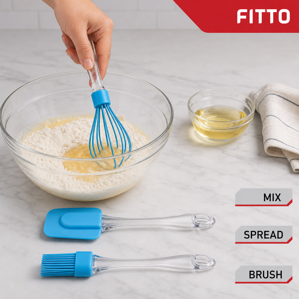 120 Pieces Silicone Baking Utensil Set, 3-Piece, Blue Kitchen Tools for Mixing, Brushing and Spreading