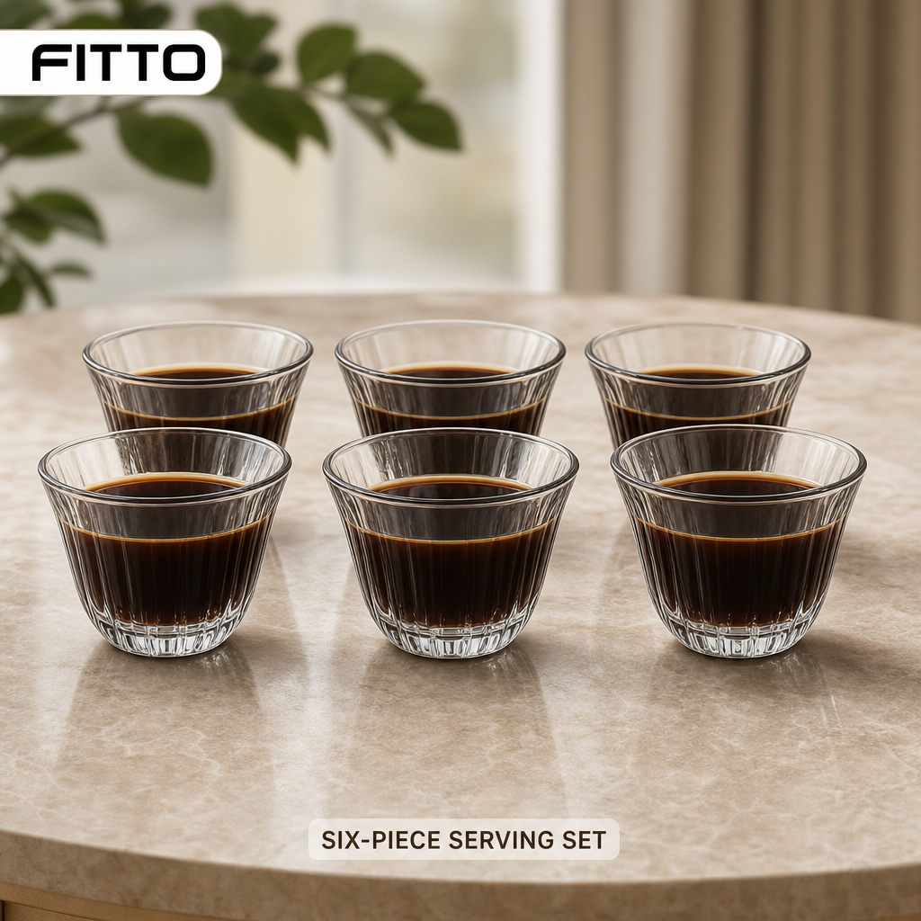96 Pieces Clear Glass Cawa Cups with Fluted Base, 6 Pieces