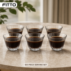 96 Pieces Clear Glass Cawa Cups with Fluted Base, 6 Pieces