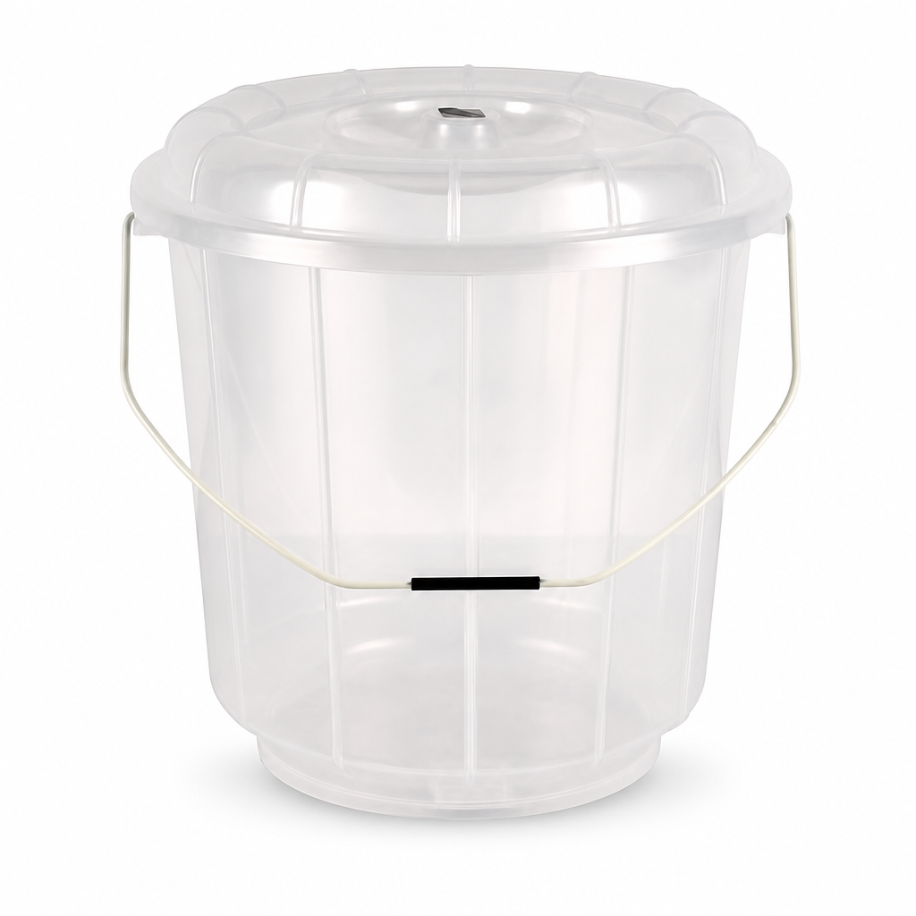 96 Pieces Transparent Plastic Bucket with Lid and Carry Handle, 11 Litre