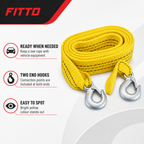 96 Pieces 5 Ton Nylon Car Tow Ropes with Two Safety Hooks, Yellow, 1 Piece