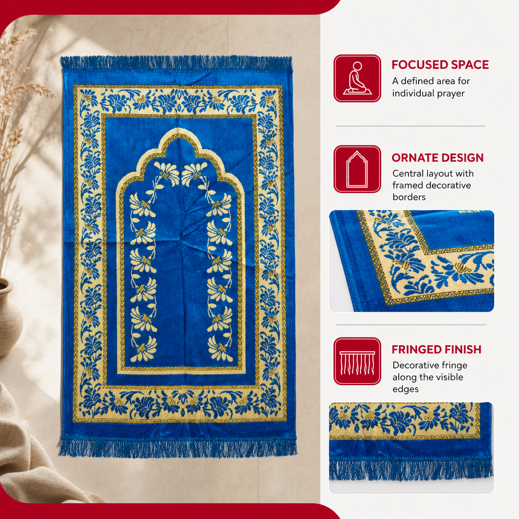 96 Pieces Prayer Mats, Turkish Style Decorative Design, Single Mat for Daily Prayer