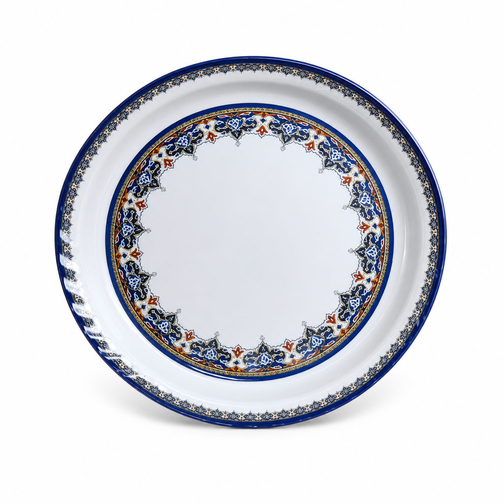 96 Pieces Melamine Round Serving Trays with Decorative Pattern, 40 cm