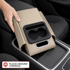 72 Pieces Quilted Car Seat Console Organizer with Dual Cup Holder, Beige