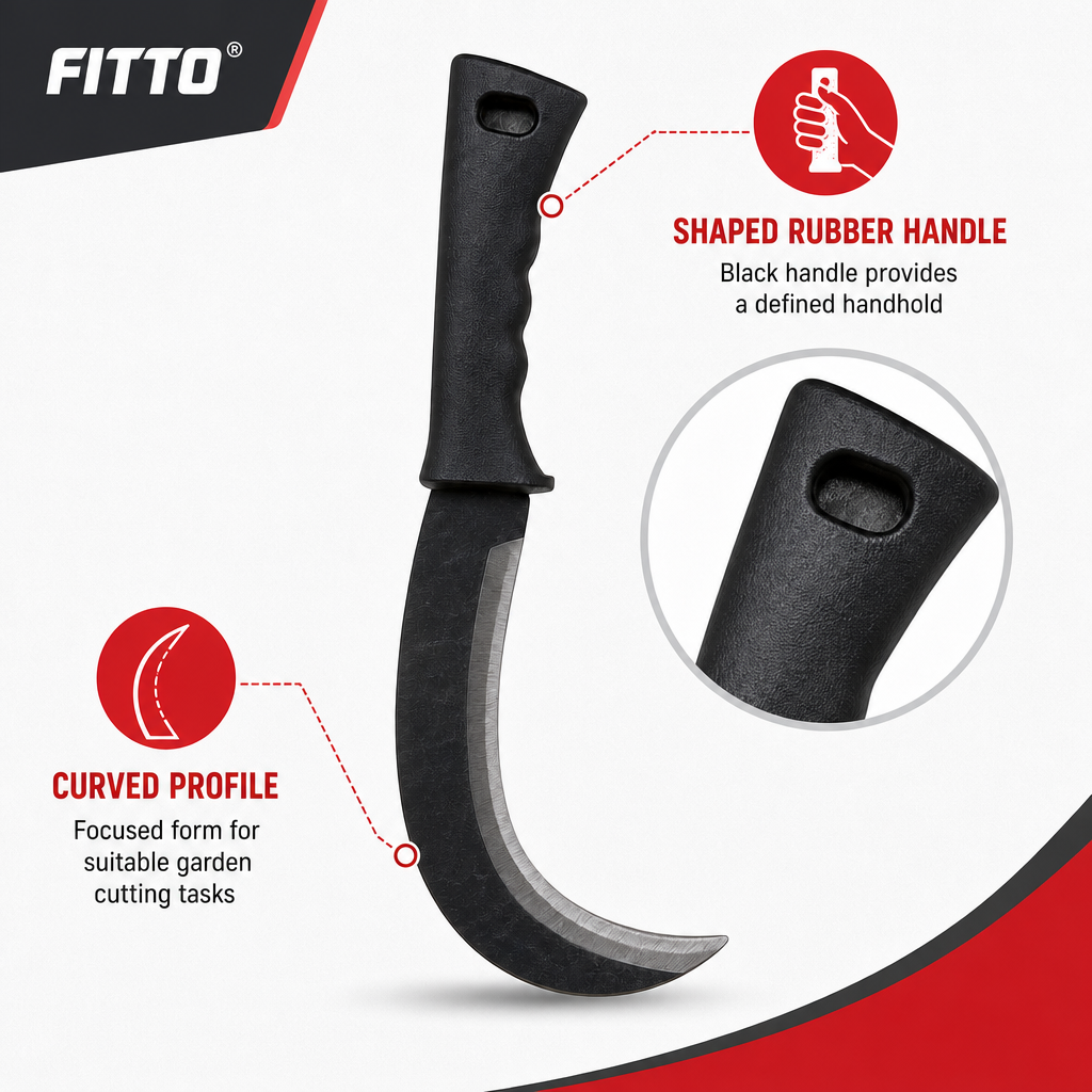96 Pieces Curved Garden Sickle with Black Rubber Handle, 35 cm, 1 Piece