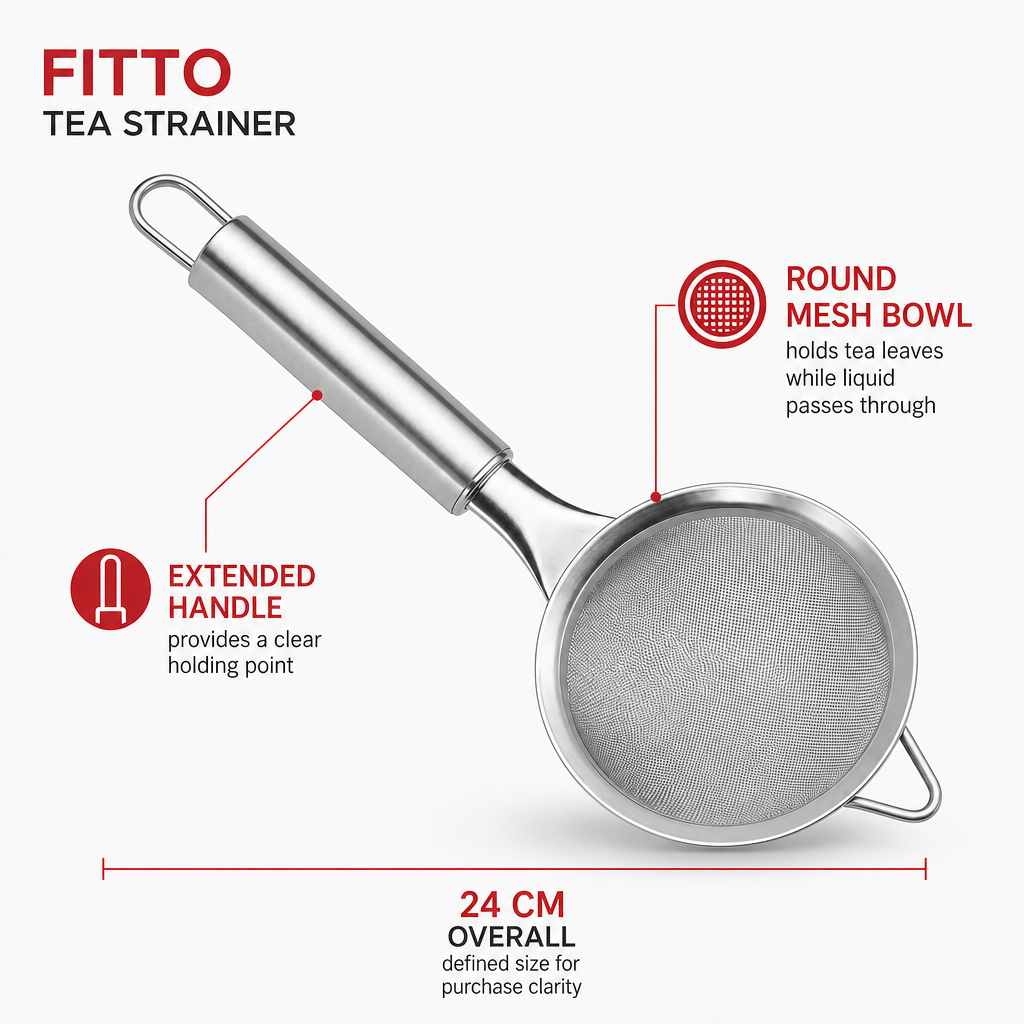 96 Pieces Tea Strainers, Stainless Steel Round Kitchen Sieve with Handle, 24 cm