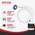 72 Pieces Portable Outdoor Shower Set with Flexible Hose, Handheld Shower Head and Pump, White, 1 Set