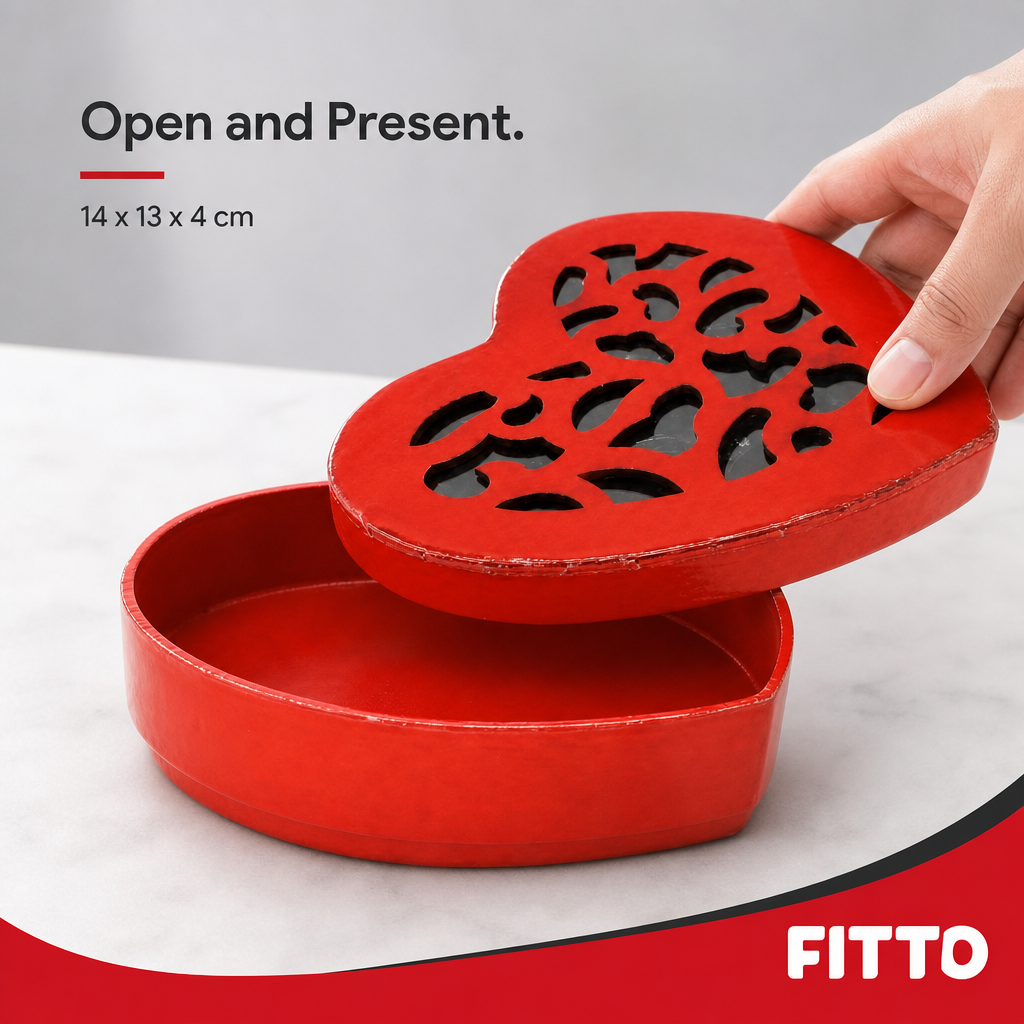 144 Pieces Heart-Shaped Box, Red, 14 x 13 x 4 cm, 1 Piece