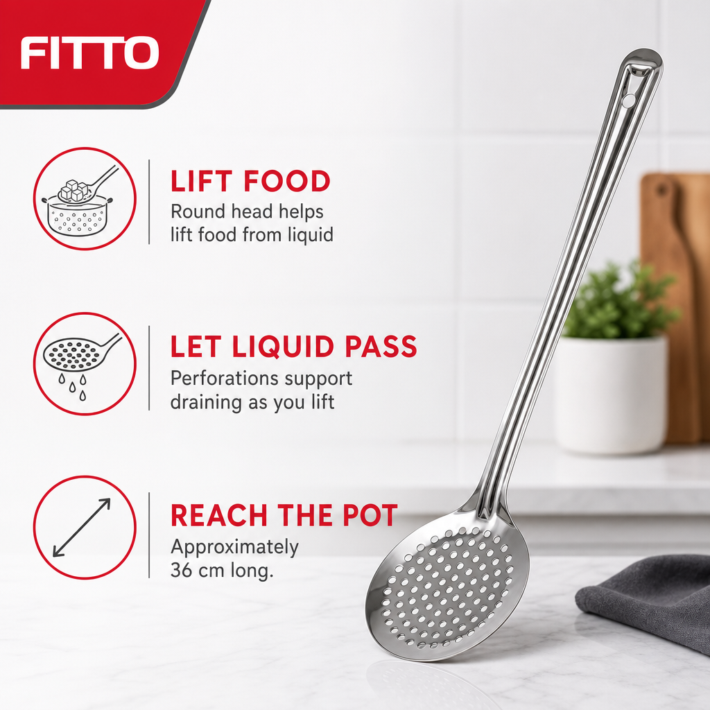 96 Pieces Stainless Steel Basting Skimmer, Round Perforated Cooking Utensils, Size No. 7