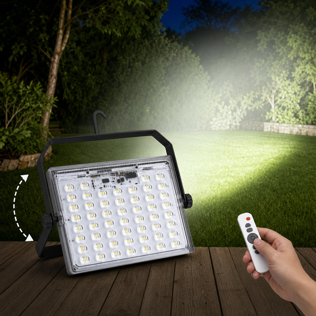 72 Pieces Solar LED Flood Light with Remote Control and Adjustable Bracket, 100 W, 1 Piece