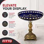48 Pieces Decorative Pedestal Serving Bowl, Blue and Gold Ornamental Centerpiece, 30 x 30 x 20 cm, 1 Piece