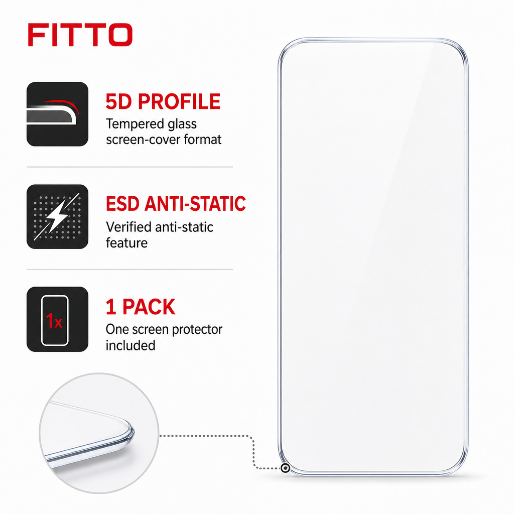 96 Pieces 5D Tempered Glass Screen Protectors for A55, ESD Anti-Static, 1 Pack