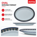 96 Pieces Melamine Oval Plate, 14 Inch, Decorative Rim Design for Serving and Dining