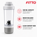 96 Pieces Sports Shaker Bottle with Mixer, 500 ml, White