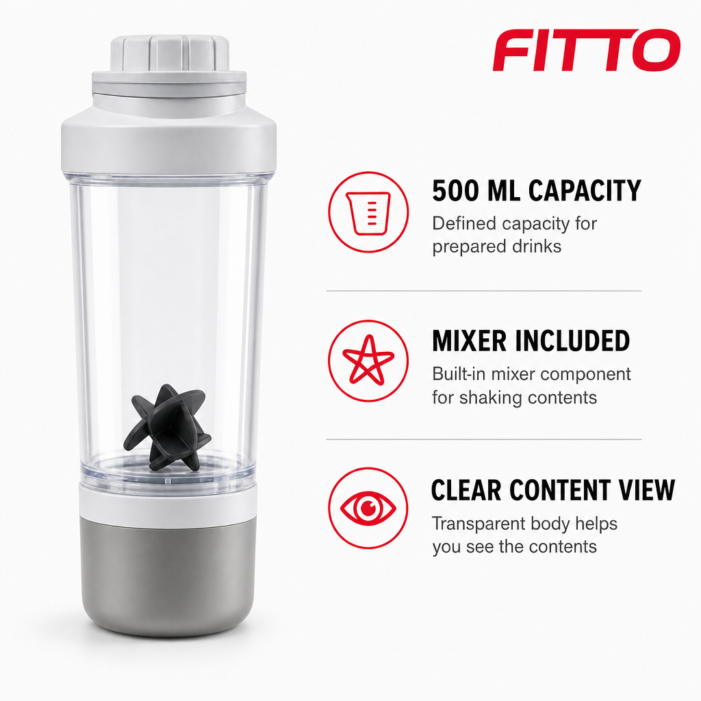 96 Pieces Sports Shaker Bottle with Mixer, 500 ml, White