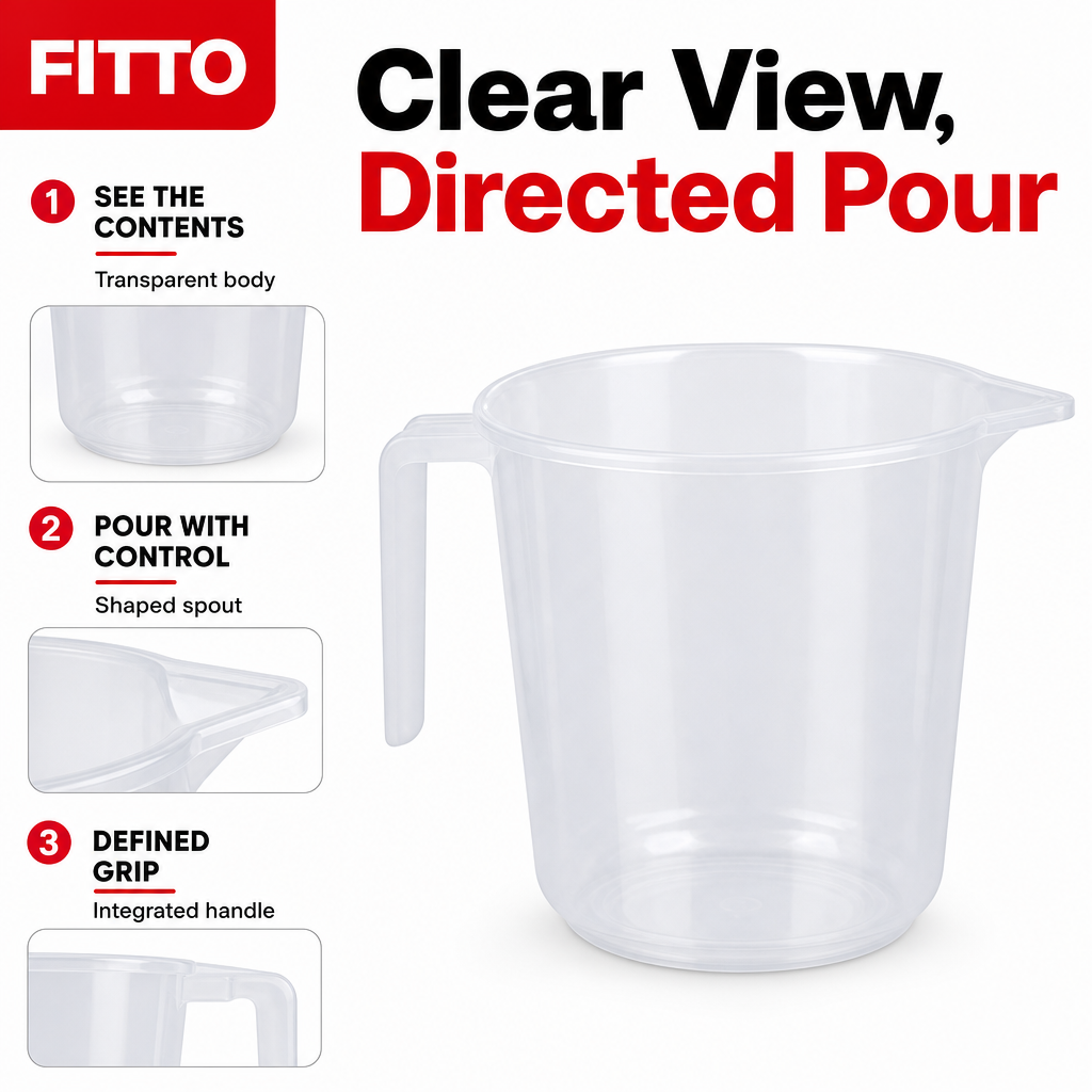 240 Pieces Transparent Plastic Pouring Jug with Handle, 1 Litre