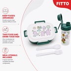 96 Pieces Assorted Colour Rectangular Plastic Lunch Box Set with 500 ml Bottle, Spoon and Fork