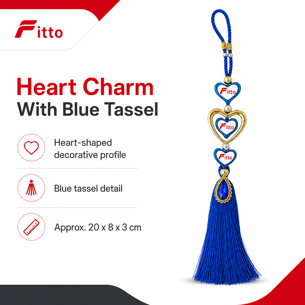 144 Pieces Decorative Heart Charm Keychains with Blue Tassel, 20 x 8 x 3 cm
