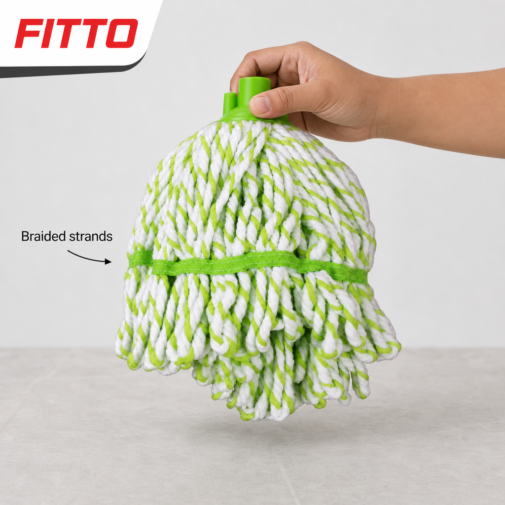 96 Pieces Cotton Mop Head, 150 g, Green and White, Floor Cleaning Head