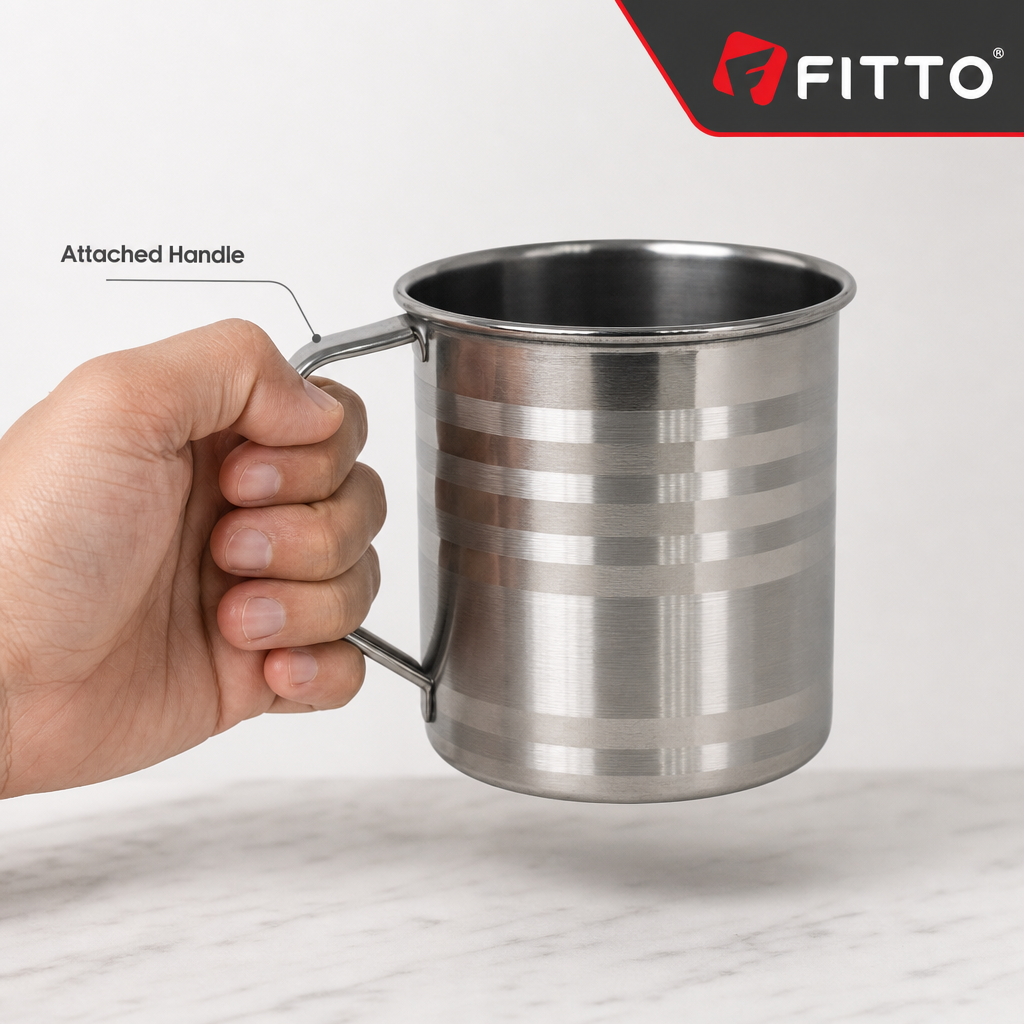120 Pieces Stainless Steel Water Mug with Handle, Silver, 9 cm
