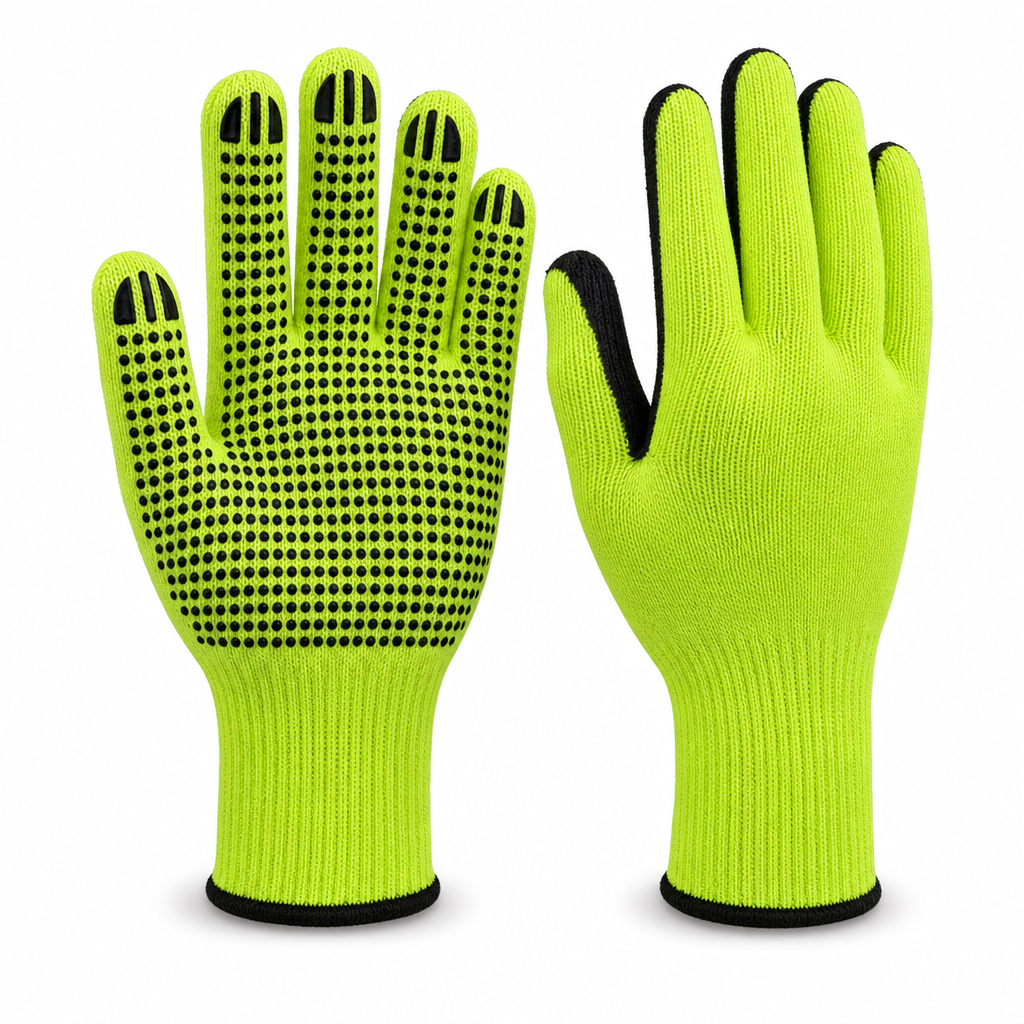 72 Pieces Knitted Grip Work Gloveses, 24 cm, Neon Green and Black, 1 Pair