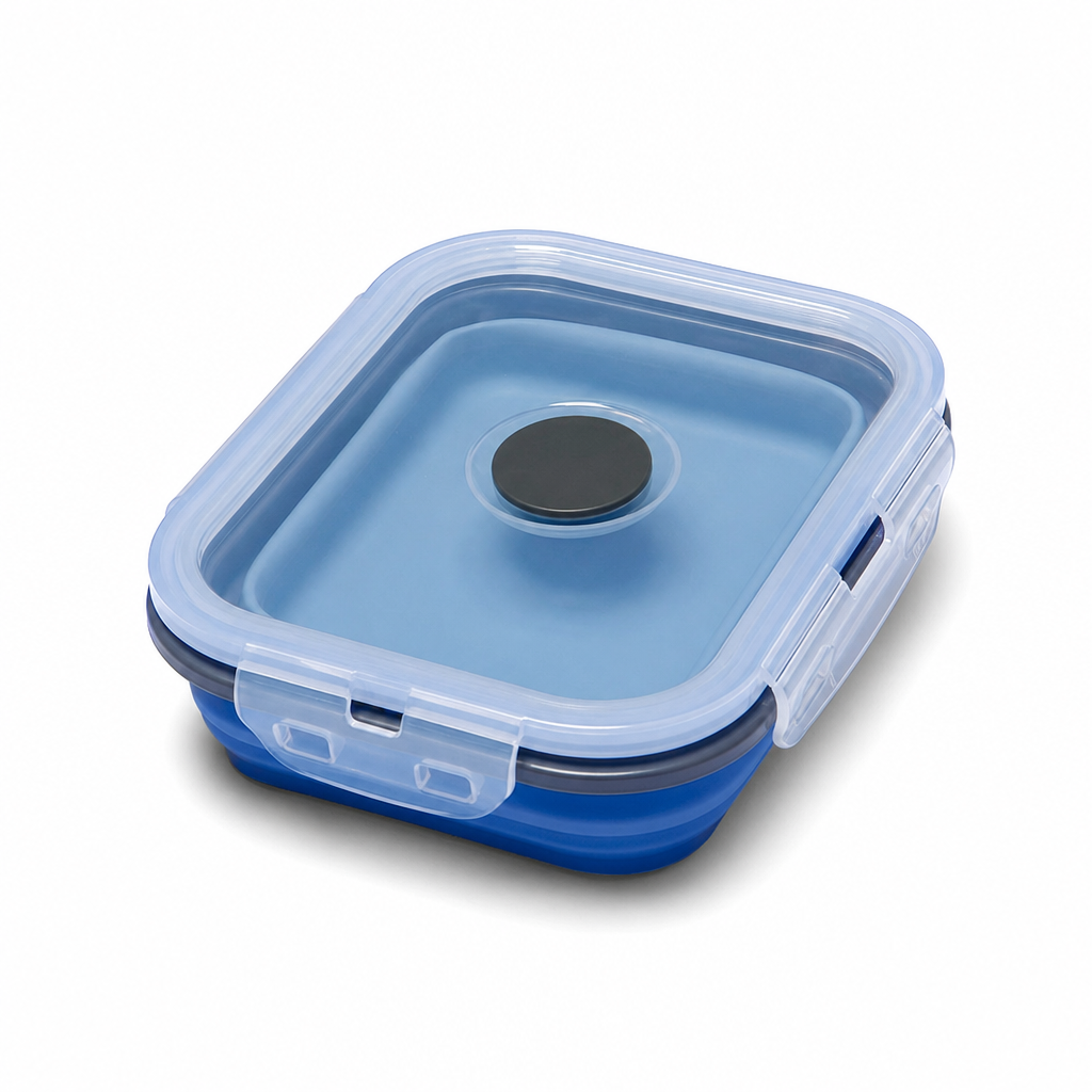 96 Pieces Collapsible Lunch Box with Lid and Side Clips, Blue, 9.7 cm