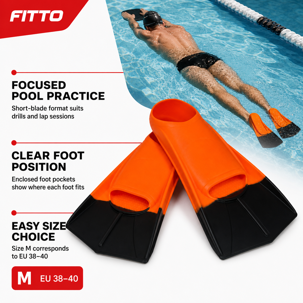 60 Pieces Swimming Fins for Training, Short Blade Swim Fins, Size M EU 38–40