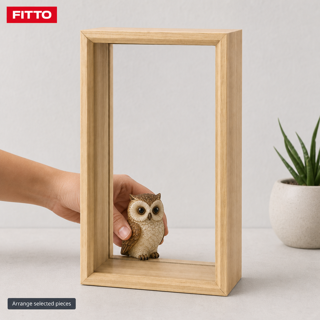 72 Pieces Wooden Display Cases, Tall Rectangular Natural Finish, 35 x 25 x 20 cm