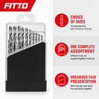 72 Pieces Twist Drill Bit Sets HSS, 1.0–10.0 mm, Silver and Black Case, 19 Pieces