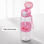 96 Pieces Pink Printed Water Bottle with Flip Lid and Carry Strap, 800 ml
