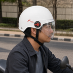 72 Pieces Half-Face Motorcycle Helmets with Clear Visor, White, Single Unit