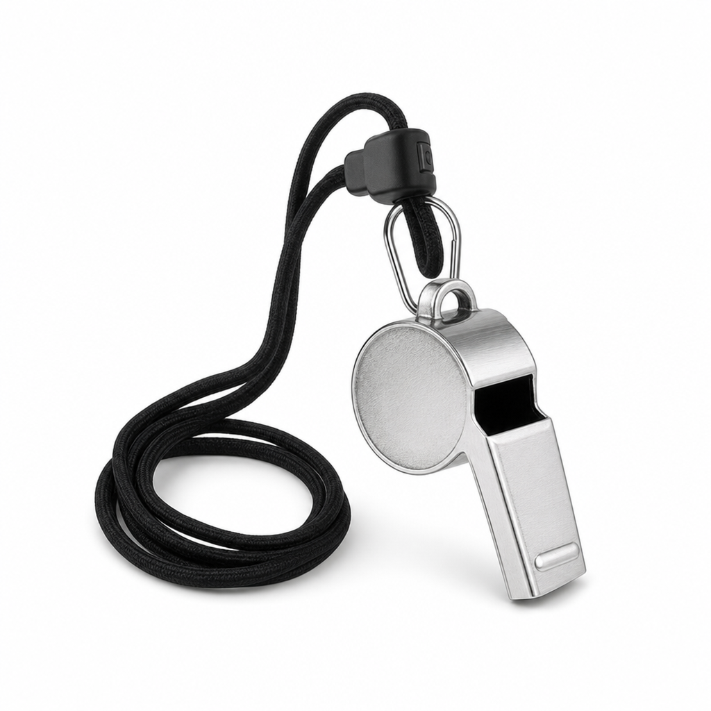 96 Pieces Metal Whistle with Lanyard, Silver and Black Sports Training Accessory
